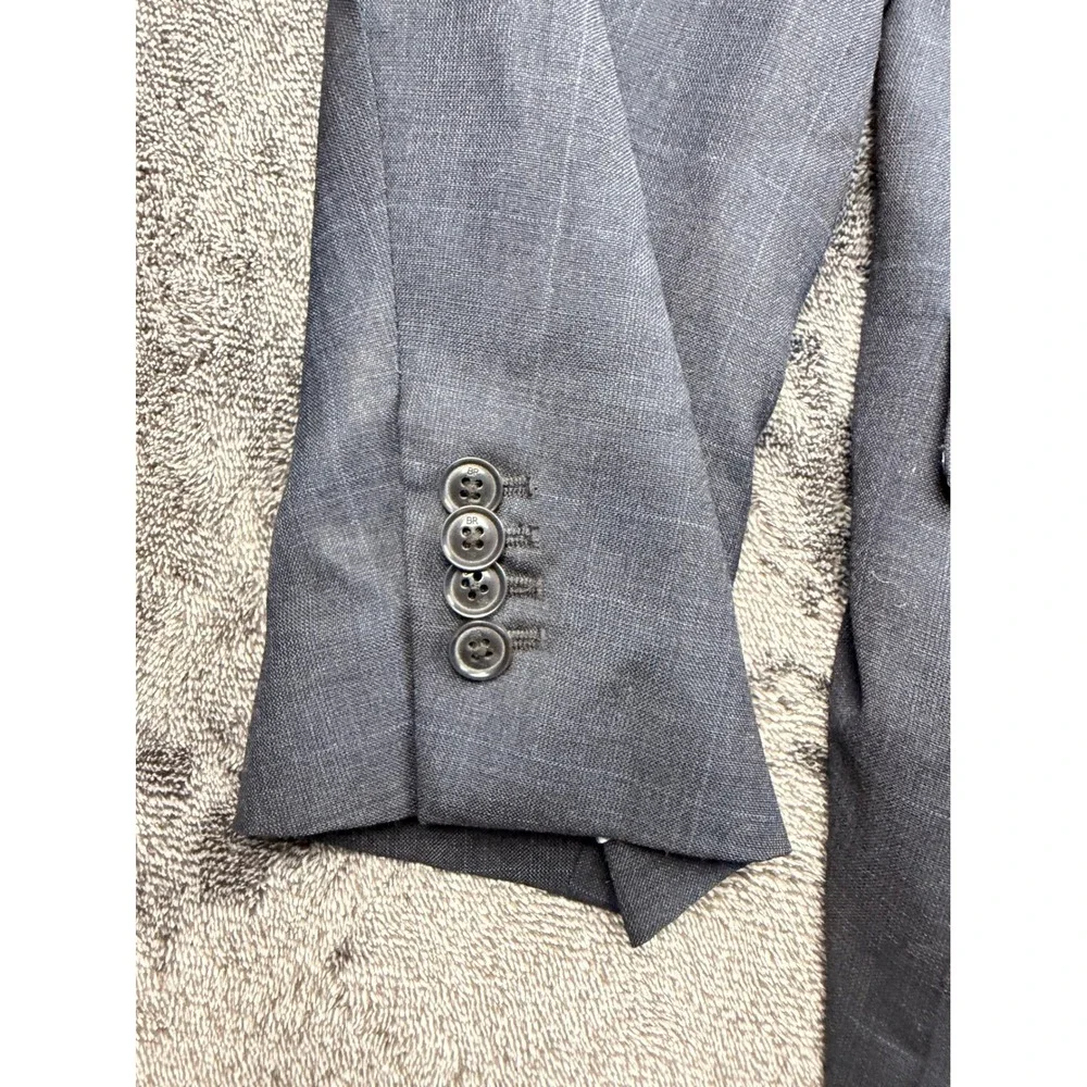 Banana Republic Mens 48L Modern Slim Fit Grey Wool Glen Plaid Blazer Jacket